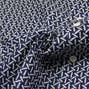 Bassen short-sleeve shirt in Yama-Komon indigo linen