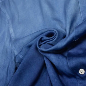 Camp collar shirt in hand-dyed gradient indigo rayon