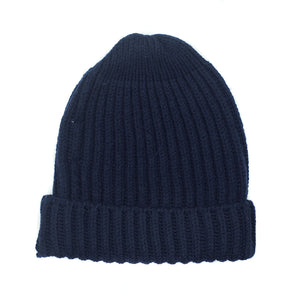 Chunky ribbed wool hat in navy (restock)