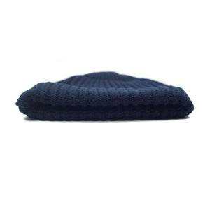 Chunky ribbed wool hat in navy (restock)