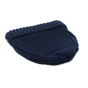 Chunky ribbed wool hat in navy (restock)