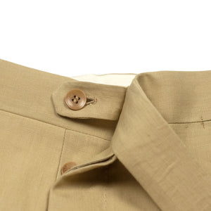 Higher-rise tan Irish linen trousers (restock)