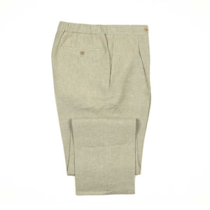 Exclusive pleated easy pants in oatmeal linen