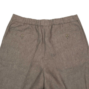 Exclusive pleated easy pants in brown linen