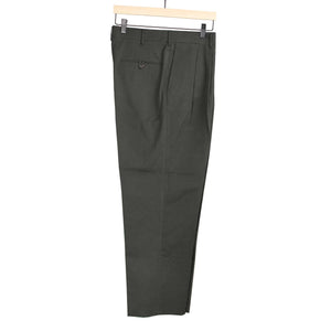 Brooklyn double-pleat high-rise wide fit trousers in slate grey cotton twill (restock)