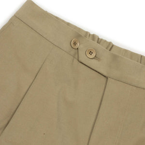 Pleated easy pants in beige cotton twill (restock)