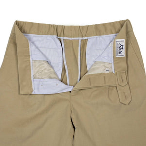 Pleated easy pants in beige cotton twill (restock)