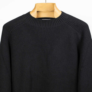 Crewneck sweater in black pima cotton