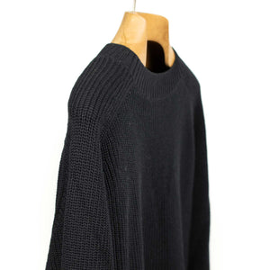 Crewneck sweater in black pima cotton