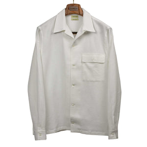 Camp collar shirt in off-white Japanese waffle cotton and linen