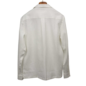 Camp collar shirt in off-white Japanese waffle cotton and linen