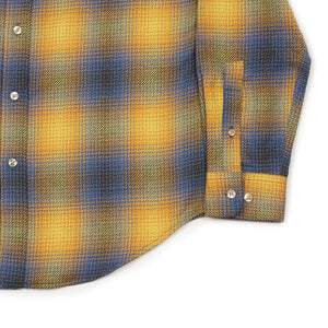 Cerejeira shirt in honey, light blue and brown shadow plaid cotton flannel