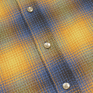 Cerejeira shirt in honey, light blue and brown shadow plaid cotton flannel