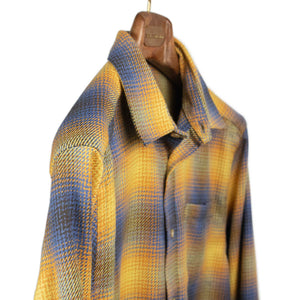 Cerejeira shirt in honey, light blue and brown shadow plaid cotton flannel