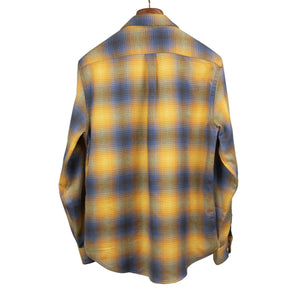 Cerejeira shirt in honey, light blue and brown shadow plaid cotton flannel