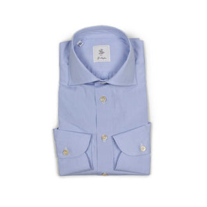 Hand-sewn pale blue end-on-end cotton shirt, spread collar (restock)