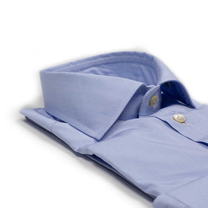 Hand-sewn pale blue end-on-end cotton shirt, spread collar (restock)