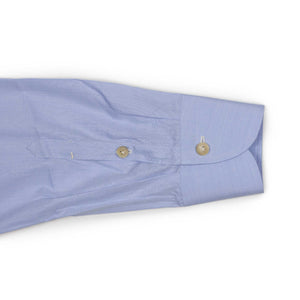 Hand-sewn pale blue end-on-end cotton shirt, spread collar (restock)