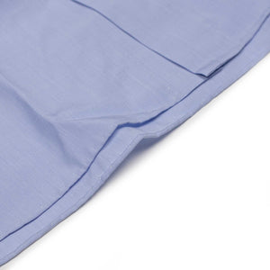 Hand-sewn pale blue end-on-end cotton shirt, spread collar (restock)