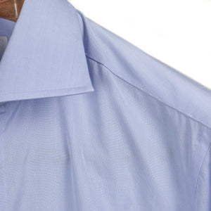 Hand-sewn pale blue end-on-end cotton shirt, spread collar (restock)