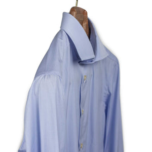 Hand-sewn pale blue end-on-end cotton shirt, spread collar (restock)