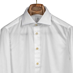 Hand-sewn white end-on-end cotton shirt, spread collar (restock)