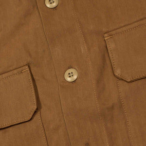 Officer shirt in washed rust cotton herringbone twill
