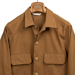 Officer shirt in washed rust cotton herringbone twill