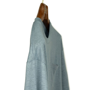 Oversized pocket tee in smoke blue French linen jersey (restock)