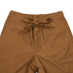 Belted trousers in brown light cotton sateen