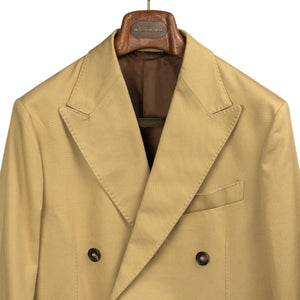 Aadolfo double-breasted suit in beige cotton twill
