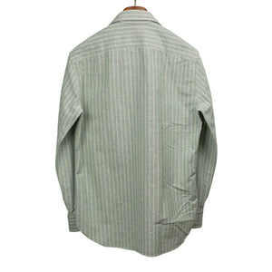 Aantero work shirt in striped green cotton oxford