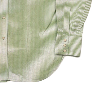 Aariosto western shirt shirt in striped green cotton seersucker