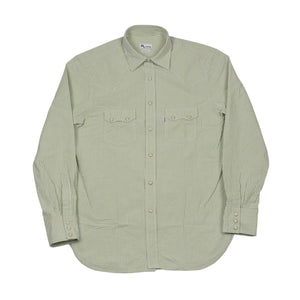 Aariosto western shirt shirt in striped green cotton seersucker