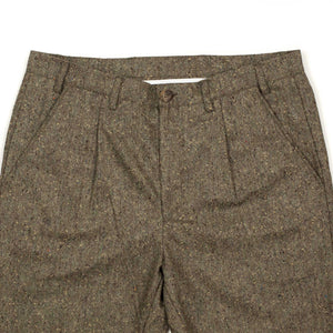 Spectacular Air wide trousers In khaki brown wool donegal tweed