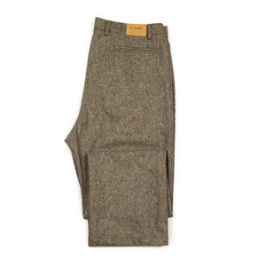 Spectacular Air wide trousers In khaki brown wool donegal tweed