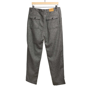 Seabiscuit wide trousers in grey herringbone wool