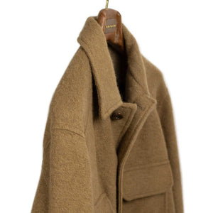 Balio shirt jacket in camel color double-faced plush wool