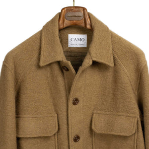 Balio shirt jacket in camel color double-faced plush wool