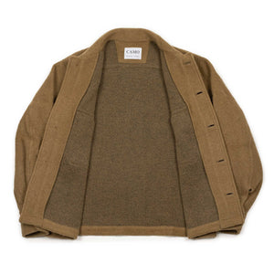 Balio shirt jacket in camel color double-faced plush wool