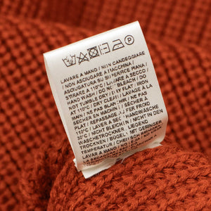 Thunderbolt ribbed crewneck sweater in Maple burnt orange wool, cashmere and silk