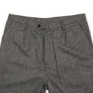 Seabiscuit wide trousers in grey herringbone wool