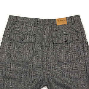 Seabiscuit wide trousers in grey herringbone wool