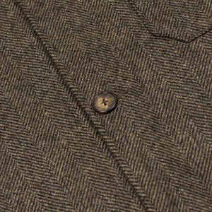 Labura chore coat in brown and black herringbone brushed virgin wool