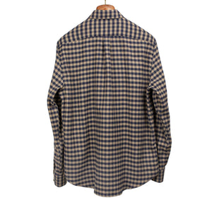 Roca shirt in dark blue and tan buffalo check cotton flannel