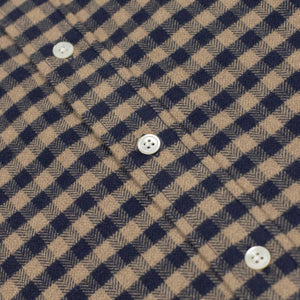 Roca shirt in dark blue and tan buffalo check cotton flannel