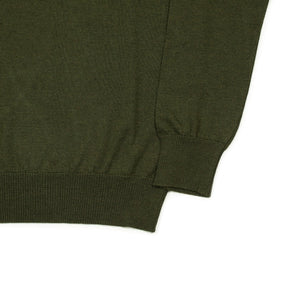 Knit long sleeve polo in deep green merino wool (restock)