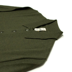 Knit long sleeve polo in deep green merino wool (restock)