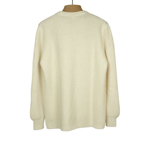 Chunky ribbed crewneck sweater in ecru merino wool (restock)