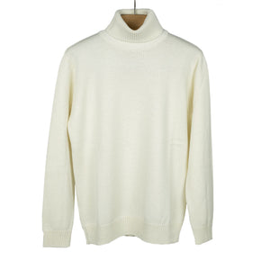 Rollneck sweater in panna ecru superfine merino wool (restock)